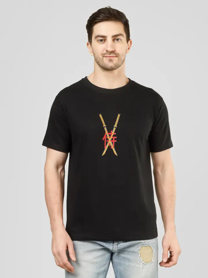 Black Sun Samurai French Terry T-Shirt in Black, view 3