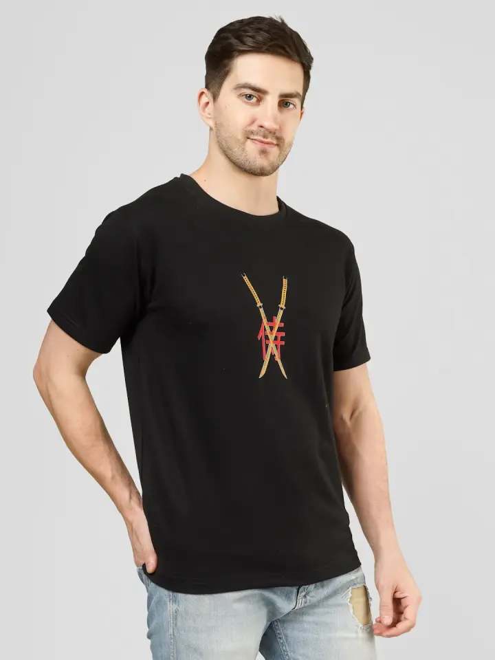 Black Sun Samurai French Terry T-Shirt in Black, view 5