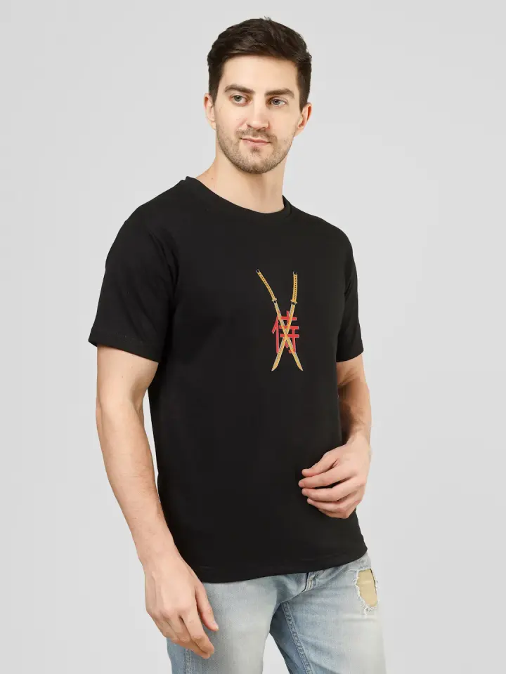 Black Sun Samurai French Terry T-Shirt in Black, view 6