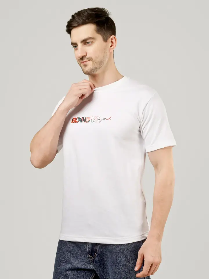 Gas Mask Reaper French Terry T-Shirt in White, view 3