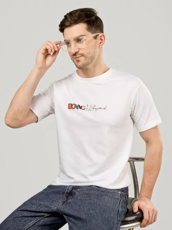 Gas Mask Reaper French Terry T-Shirt in White, view 7