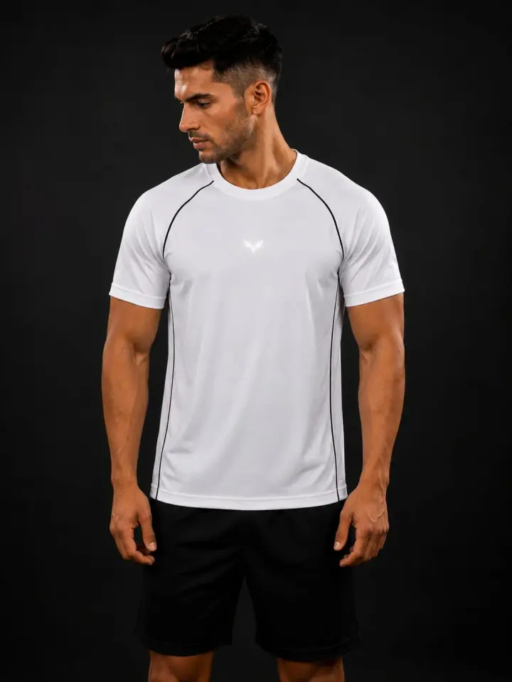 Premium Active Training T-Shirt, White in White, view 3