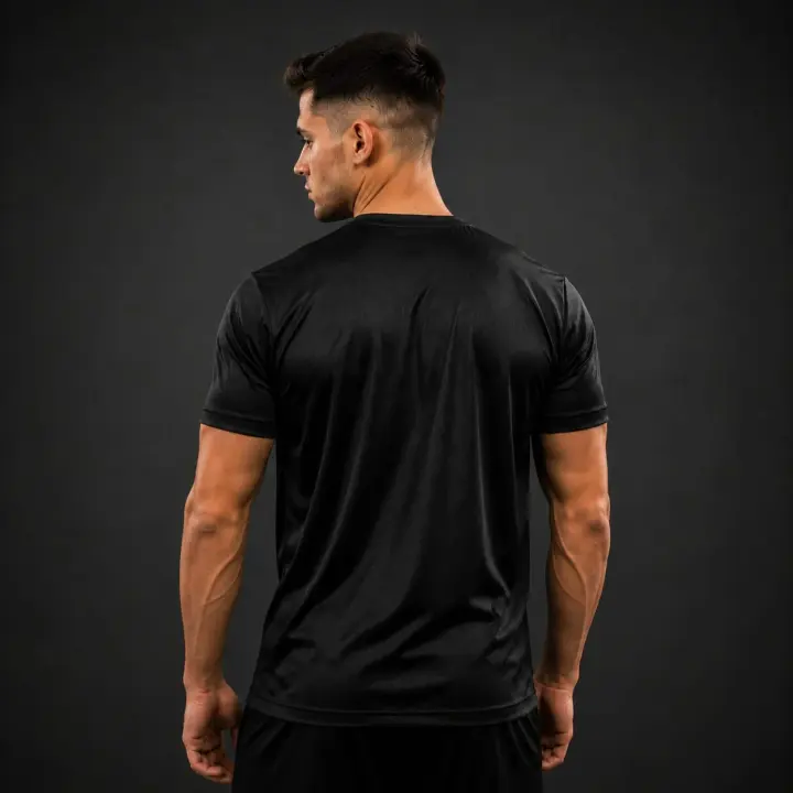 Premium Performance Gym T-Shirt, Black in Black, view 3