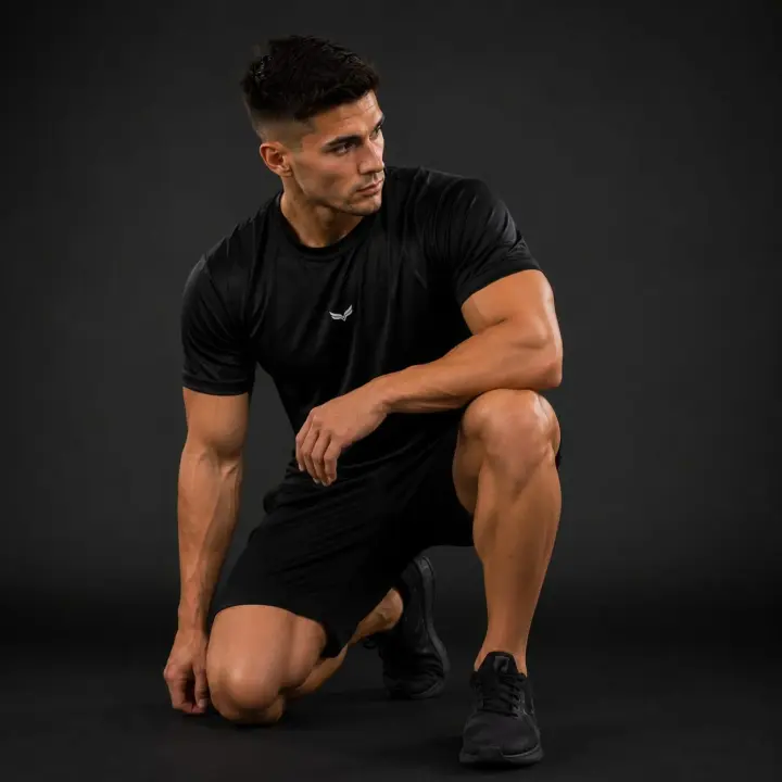 Premium Performance Gym T-Shirt, Black in Black, view 5