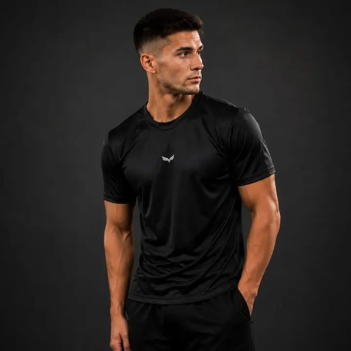 Premium Performance Gym T-Shirt, Black in Black, view 6