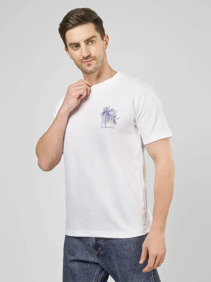 Summer Vibes French Terry T-Shirt in White, view 4