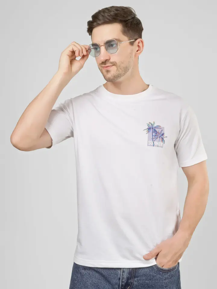 Summer Vibes French Terry T-Shirt in White, view 8