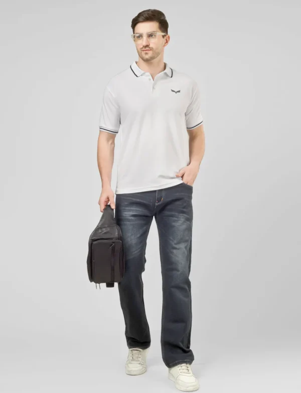 Bonnd | Beyond Men White Solid Polo T-Shirt