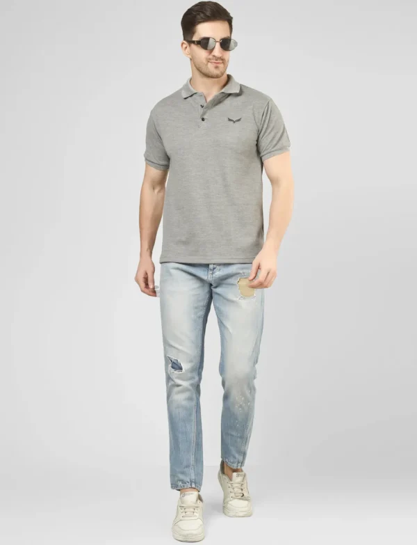 Bonnd | Beyond Men Grey Solid Polo T-Shirt